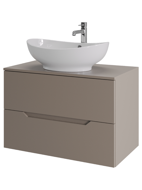 Мебель для ванной комнаты Orange Line 80 подвесная, 2 ящика, матовый латте с раковиной B08-585w