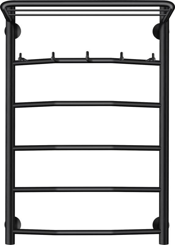 Полотенцесушитель электрический Secado Милан 1 КСП 80x50 см, подключение слева, матовый черный, лесенка, с полкой