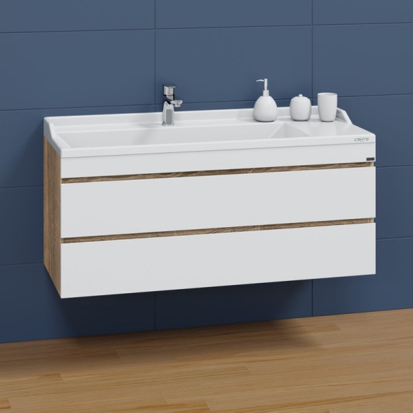 Тумба с раковиной СаНта Марс 120 подвесная, янтарная