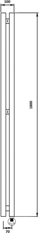 Полотенцесушитель электрический Secado Бергамо 2К 1800/70 180x10 см, подключение справа, матовый черный, I-образный