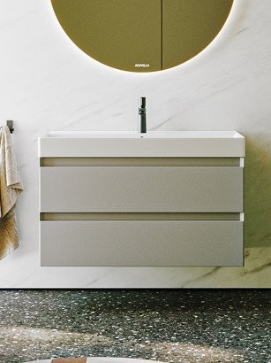 Тумба под раковину без столешницы Aqwella 5 stars Geometria 100 подвесная, 2 ящика, серый туман