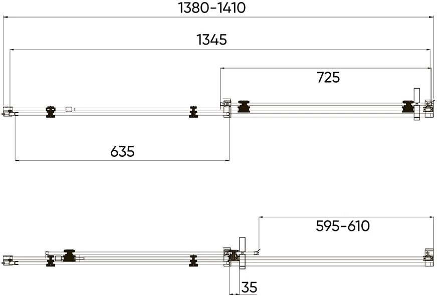 Душевая дверь в нишу Veconi Vianno VN-74 140 см,  профиль хром