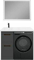 Мебель для ванной комнаты SanStar Darko 100 L под стиральную машину дуб вотан, графит софт, раковина Персона