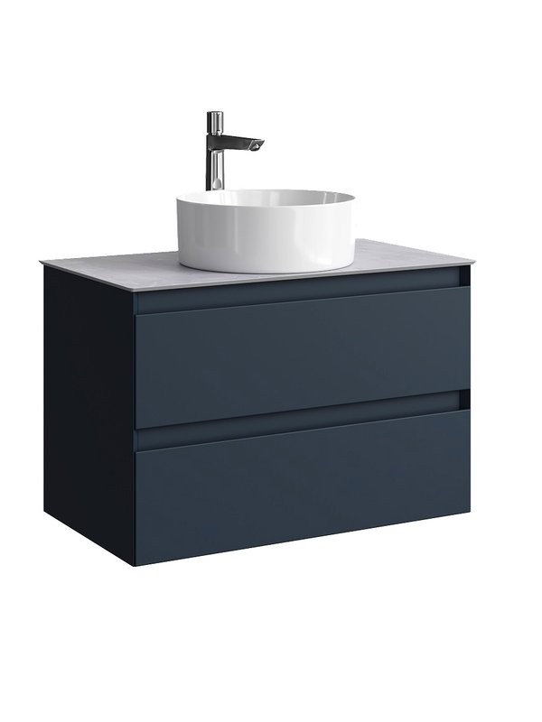 Тумба под раковину со столешницей Aqwella 5 stars Geometria 80 2 ящика, серая, столешница серый камень