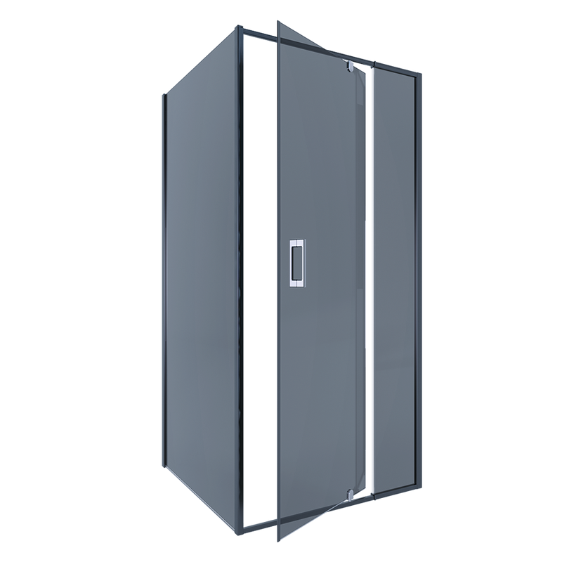 Душевой уголок Alex Baitler АВ74В100 + SG74B80 + SG74B80 100x80, профиль черный, стекло тонированное