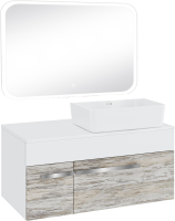 Мебель для ванной комнаты Runo Вудлайн 100 скандинавский дуб, раковина Lavello 50