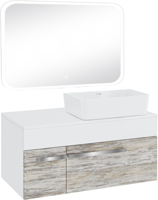 Мебель для ванной комнаты Runo Вудлайн 100 скандинавский дуб, раковина Lavello 50