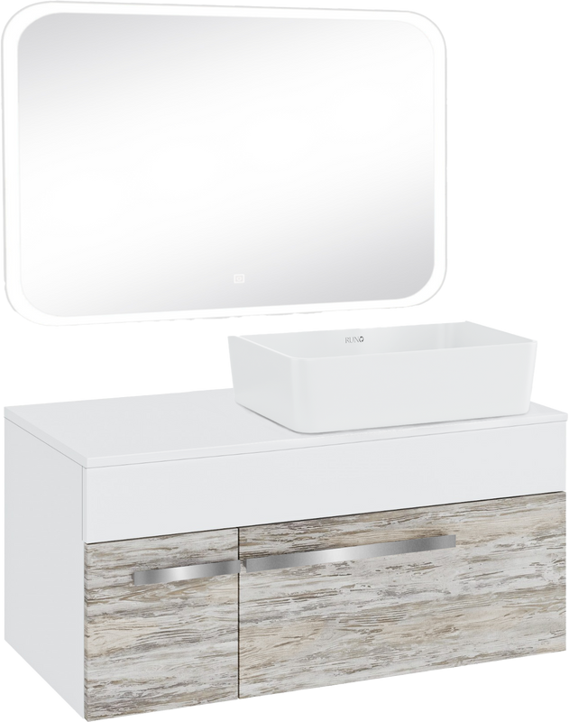 Мебель для ванной комнаты Runo Вудлайн 100 скандинавский дуб, раковина Lavello 50