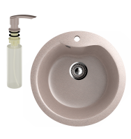 Мойка кухонная Ulgran U-102 302 песочная + дозатор U-02 песочный