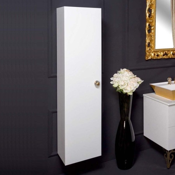 Шкаф пенал для ванной Armadi Art NeoArt белый с ручкой Flora золото