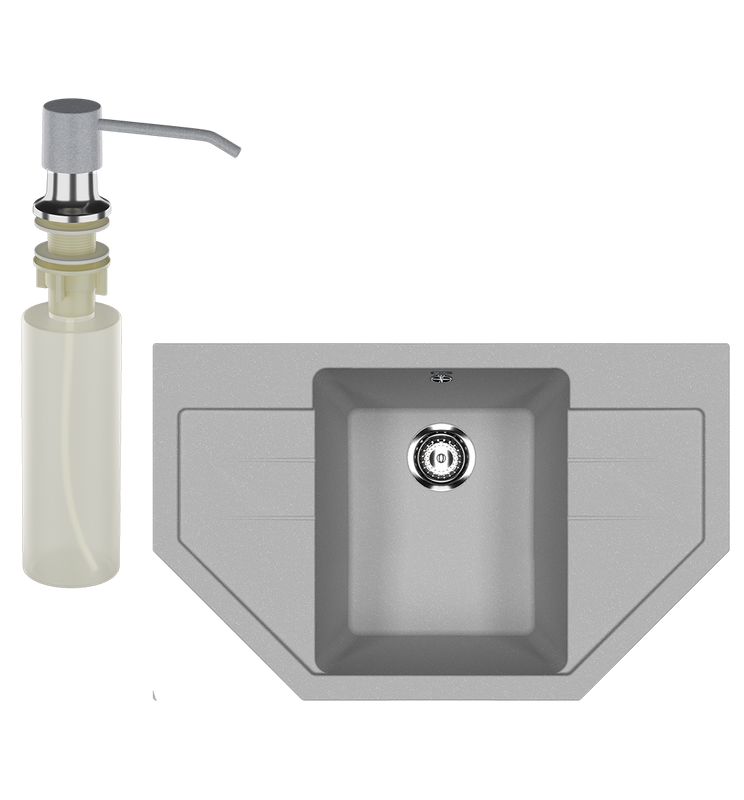 Мойка кухонная Ulgran U-609 342 графит + дозатор U-01 графит