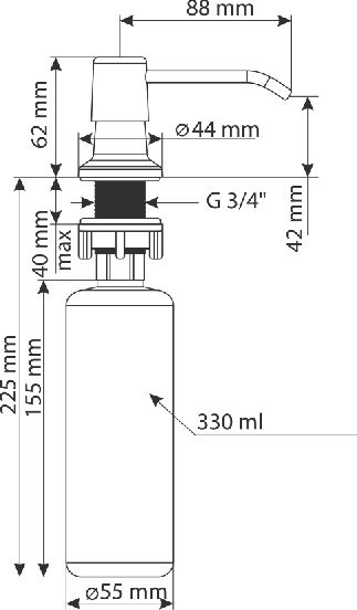 Мойка кухонная Ulgran U-609 342 графит + дозатор U-01 графит