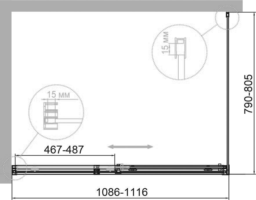 Душевой уголок Cezares Duet Soft -M AH 1 110/80 C Cr