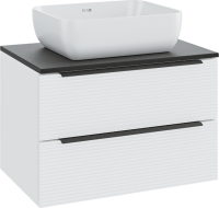 Тумба с раковиной Runo Орлеан 70 белая матовая, черная, раковина Cuatro 50