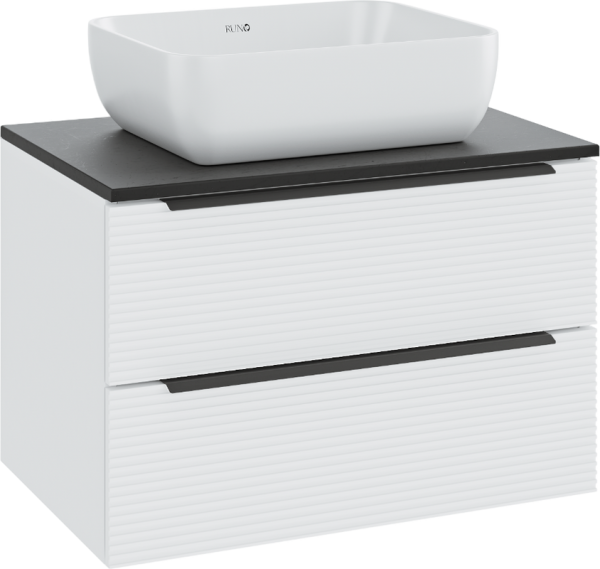 Тумба с раковиной Runo Орлеан 70 белая матовая, черная, раковина Cuatro 50