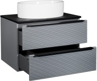 Мебель для ванной комнаты Runo Орлеан 70 серая, черная, раковина Ovale 50