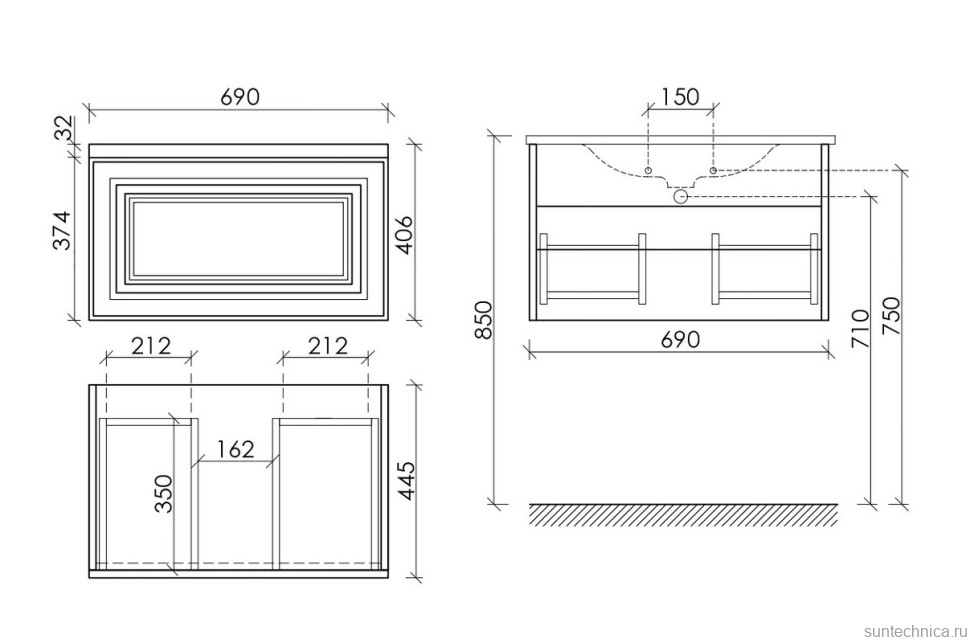 Мебель для ванной комнаты Sancos Very 70 подвесная, bianco, раковина CN7031