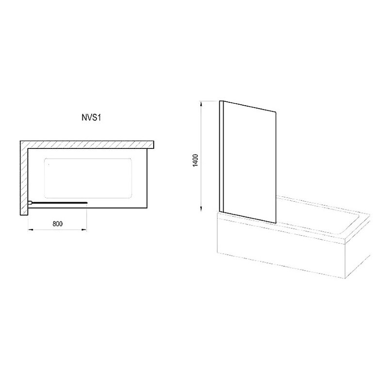 Шторка на ванну Ravak Nexty NVS1-80 профиль черный, прозрачное стекло Transparent