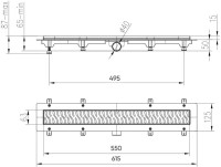 Душевой трап (лоток) Veconi Klasik Graphite 550 брашированный графит