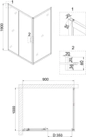 Душевой уголок Niagara Nova NG-62-9A-A100 90x100, прямоугольный, хром