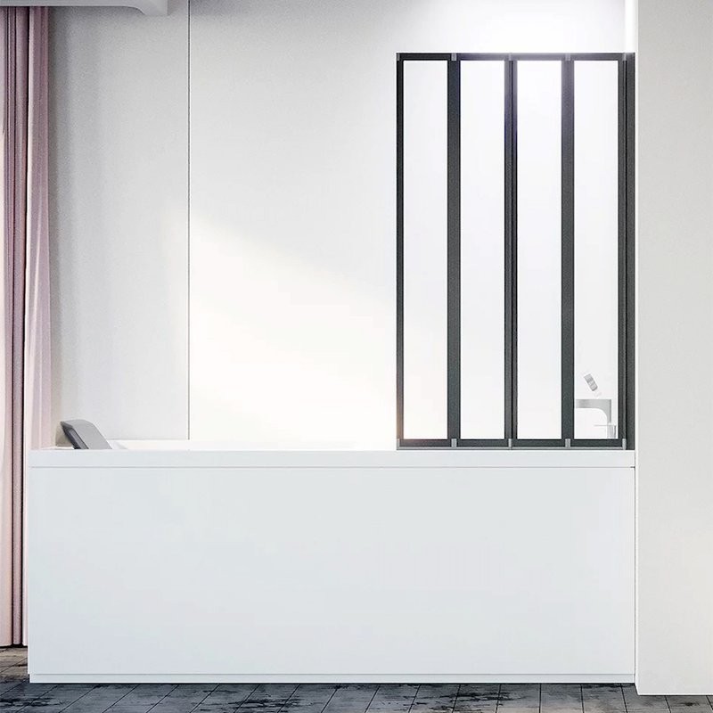 Шторка на ванну Veconi Palau PL-74BR 90 см, профиль черный