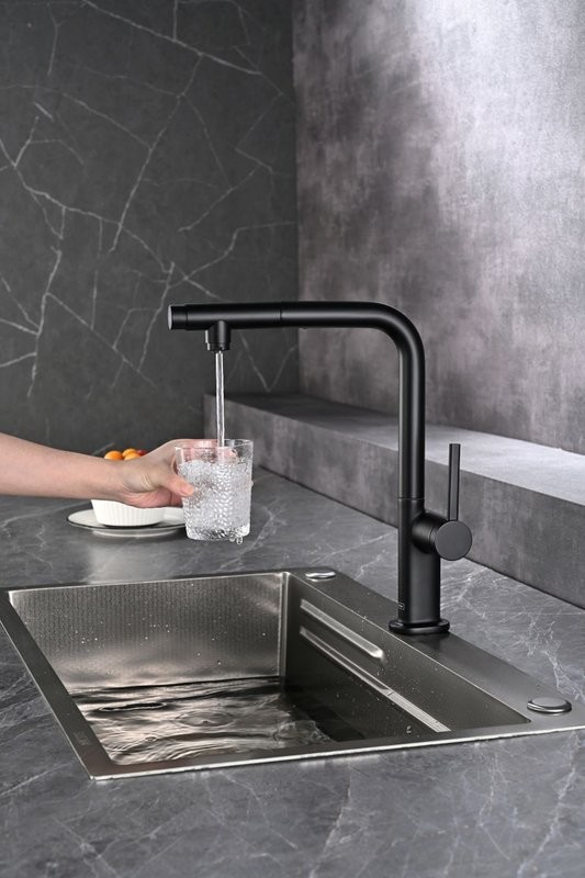 Смеситель для кухни AQUAme Cucina с выдвижным изливом AQM9903MB