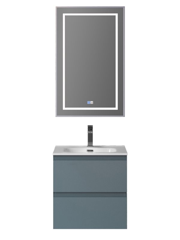 Мебель для ванной комнаты BelBagno Kraft 39 50 подвесная, матовая голубая, раковина bb500/390etl