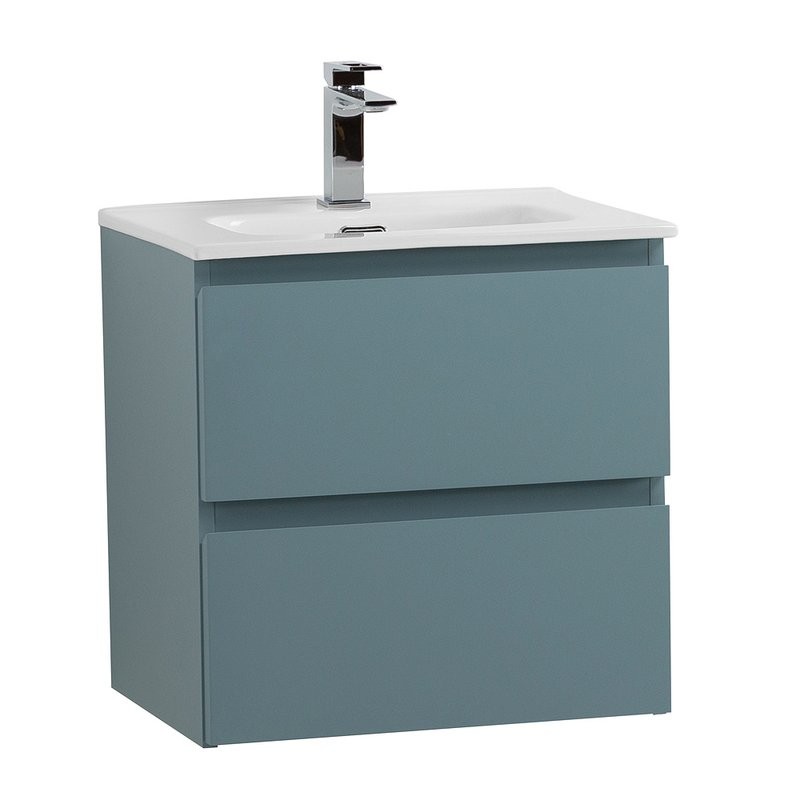 Мебель для ванной комнаты BelBagno Kraft 39 50 подвесная, матовая голубая, раковина bb500/390etl