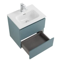 Мебель для ванной комнаты BelBagno Kraft 39 50 подвесная, матовая голубая, раковина bb500/390etl