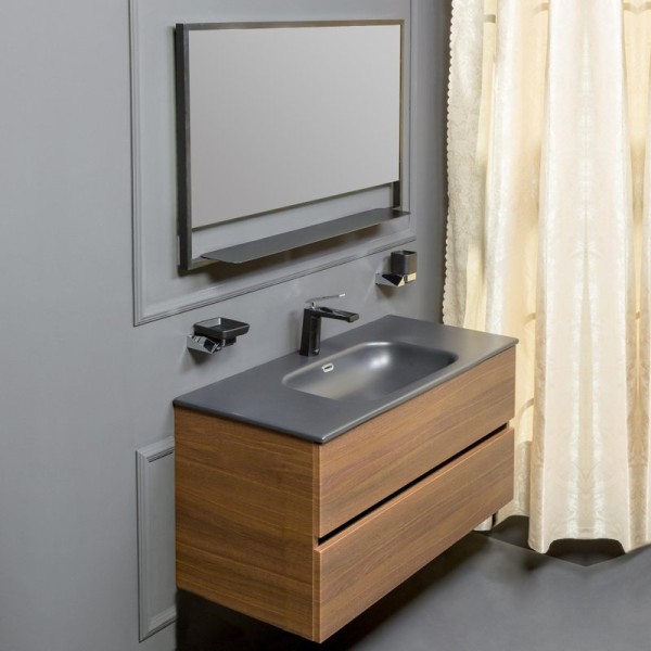 Мебель для ванной комнаты Armadi Art Vallessi 100 дуб темный, с черной раковиной