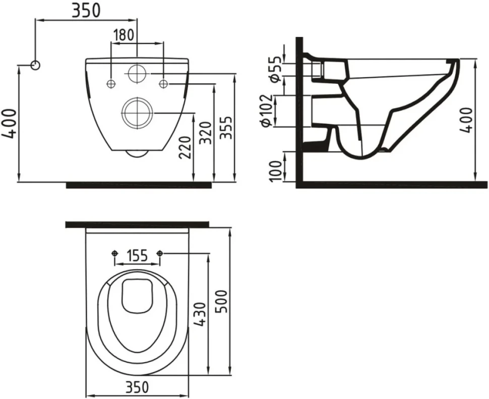 Комплект Унитаз подвесной Bien Ion безободковый + Инсталляция Geberit Duofix Delta 458.124.21.1 3 в 1 с кнопкой смыва, хром