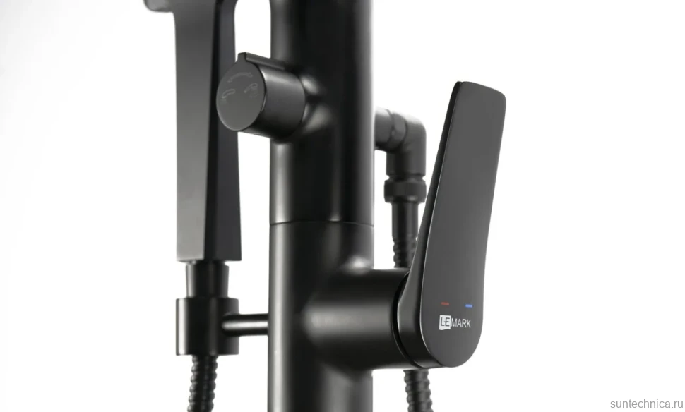 Напольный смеситель для ванны с душем Lemark Bronx LM3744BL черный