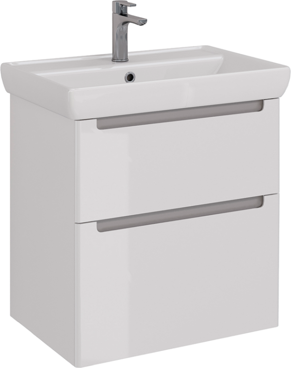 Тумба с раковиной Lemark Buno 70 белая глянцевая, 2 ящика
