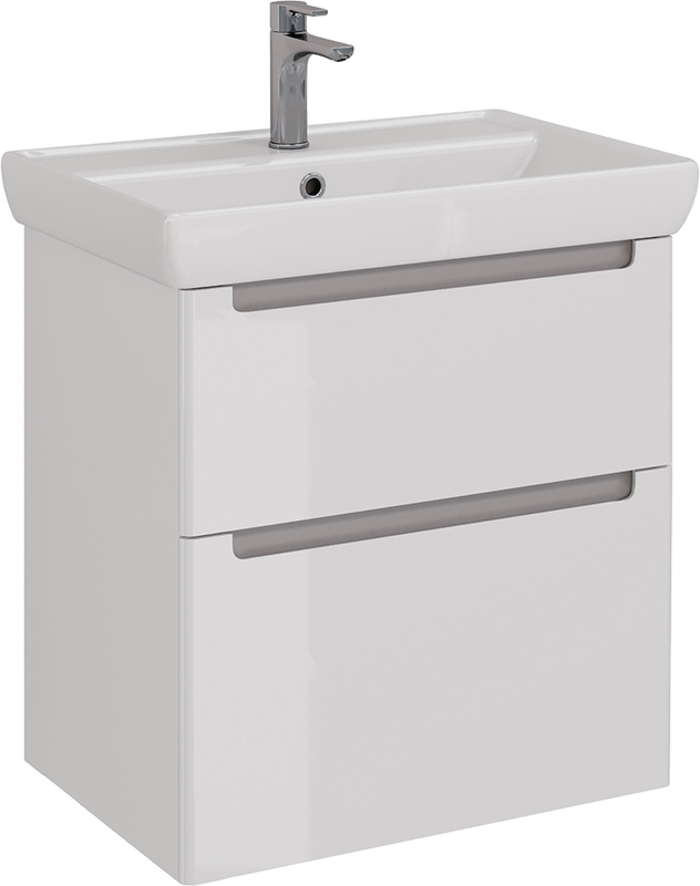 Тумба с раковиной Lemark Buno 70 белая глянцевая, 2 ящика