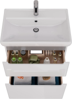 Тумба с раковиной Lemark Buno 70 белая глянцевая, 2 ящика