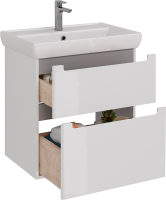 Тумба с раковиной Lemark Buno 70 белая глянцевая, 2 ящика