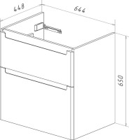 Тумба с раковиной Lemark Buno 70 белая глянцевая, 2 ящика
