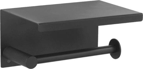Держатель туалетной бумаги Boheme Uno 10971-B black с полкой для телефона