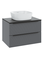 Тумба под раковину со столешницей Runo Орлеан 60 подвесная, серая, черная