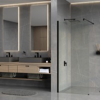 Душевая перегородка Wasserkraft Rur 30W 90 см, профиль матовый черный, стекло прозрачное