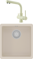 Комплект Мойка Lemark Sinara 400-U 9910066 шампань + Смеситель Comfort LM3061PSH шампань