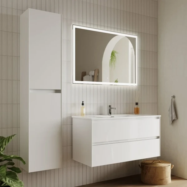 Мебель для ванной комнаты Sancos Cento 100 см белый глянец