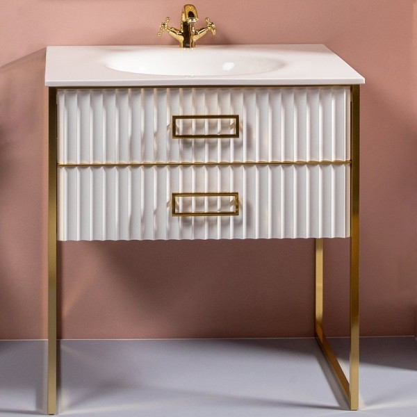 Тумба под раковину Armadi Art Monaco 80 белая, золото