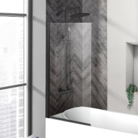 Шторка на ванну BelBagno Uno V-1-90/150-C-Nero профиль черный, стекло прозрачное