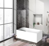 Шторка на ванну BelBagno Uno V-1-90/150-C-Nero профиль черный, стекло прозрачное