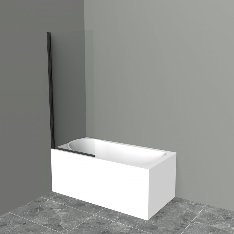 Шторка на ванну BelBagno Uno V-1-90/150-C-Nero профиль черный, стекло прозрачное
