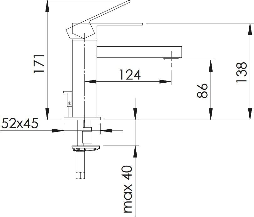 Смеситель для раковины Remer Qubika Design QD10 с донным клапаном