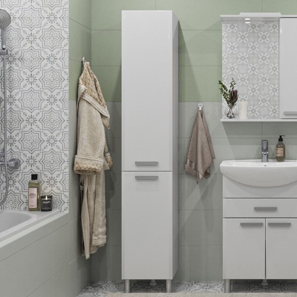 Шкаф пенал для ванной SanStar Аура напольный, белый