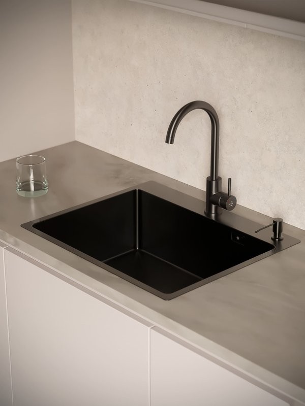 Мойка кухонная РМС MR-6050BL c корзиной и дозатором, графит