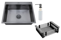 Мойка кухонная РМС MR-6050BL c корзиной и дозатором, графит